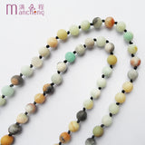 Amazonite Necklace, Frosted Matte Beaded Rope Necklace