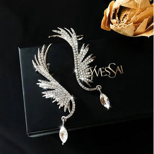 Exaggerated Angel Wings Rhinestone Pendant Women's Earrings