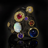Italian Opal Wedding Band Retro Boho Ring