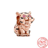 Rose Gold-plated Tiger Charm Bead for Bracelet Jewelry Gift