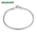 925 Silver 3mm Snake Chain Bracelet Men Women Jewelry