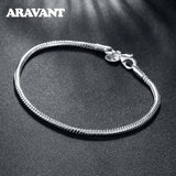 925 Silver 3mm Snake Chain Bracelet Men Women Jewelry