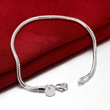 925 Silver 3mm Snake Chain Bracelet Men Women Jewelry