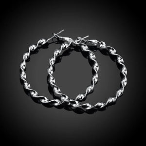925 Silver 45MM Round Circle Hoop Earring Women Jewelry