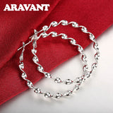 925 Silver 45MM Round Circle Hoop Earring Women Jewelry