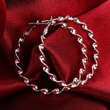 925 Silver 45MM Round Circle Hoop Earring Women Jewelry