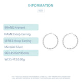 925 Silver 45MM Round Circle Hoop Earring Women Jewelry
