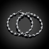 925 Silver 45MM Round Circle Hoop Earring Women Jewelry