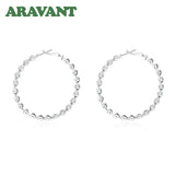 925 Silver 45MM Round Circle Hoop Earring Women Jewelry