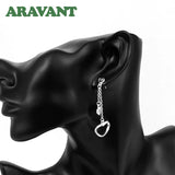 Heart Long Chain Drop Earrings, Wedding Jewelry