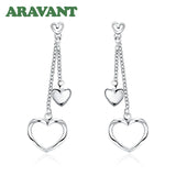 Heart Long Chain Drop Earrings, Wedding Jewelry