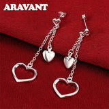 Heart Long Chain Drop Earrings, Wedding Jewelry