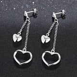 Heart Long Chain Drop Earrings, Wedding Jewelry