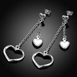 Heart Long Chain Drop Earrings, Wedding Jewelry