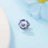 925 Sterling Silver Pansy Flower Charm Beads for Bracelet DIY
