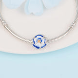925 Sterling Silver Pansy Flower Charm Beads for Bracelet DIY