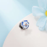 925 Sterling Silver Pansy Flower Charm Beads for Bracelet DIY