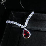 Angel Wings Red Zircon Necklace Silver Choker