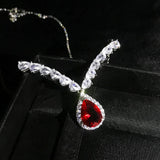 Angel Wings Red Zircon Necklace Silver Choker
