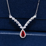 Angel Wings Red Zircon Necklace Silver Choker