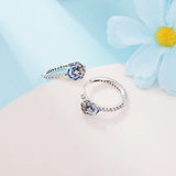 Pansy Flower Hoop Earring 925 Sterling Silver Women's Jewelry