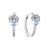 Pansy Flower Hoop Earring 925 Sterling Silver Women's Jewelry