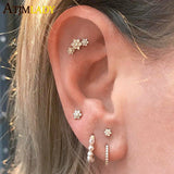 Arrival Brinco Earrings Tiny Cz Flower 925 Sterling Small Minimalist Earring