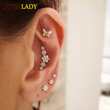 Arrival Brinco Earrings Tiny Cz Flower 925 Sterling Small Minimalist Earring