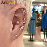 Arrival Brinco Earrings Tiny Cz Flower 925 Sterling Small Minimalist Earring