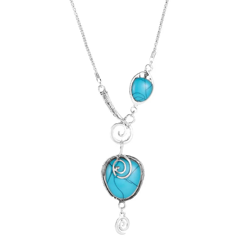 Turquoise Necklace Bohemian Retro Snail Pendant Holiday