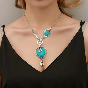Turquoise Necklace Bohemian Retro Snail Pendant Holiday