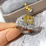 Arrival Citrine Ring Silver Zircon Diamond Wedding Engagement Couple Jewelry