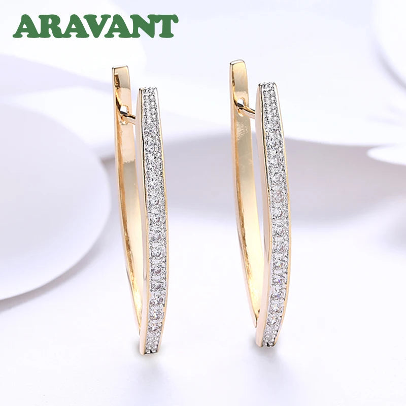 CZ Geometric Big Hoop Earrings For Women