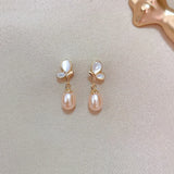 Pink Butterfly Dangle Earrings Pearl Women Jewelry