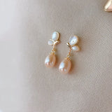 Pink Butterfly Dangle Earrings Pearl Women Jewelry