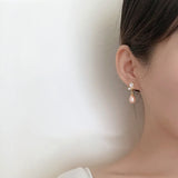Pink Butterfly Dangle Earrings Pearl Women Jewelry