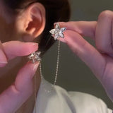 Metal Water Drop Flower Earrings Women's Ear Line Jewelry