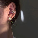 Metal Water Drop Flower Earrings Women's Ear Line Jewelry
