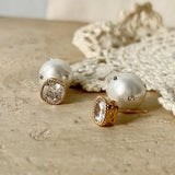 French Retro Zircon Pearl Stud Earrings