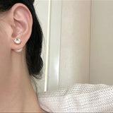 French Retro Zircon Pearl Stud Earrings