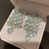 925 Silver Heart Crystal Tassel Earrings CZ Long Jewelry