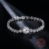 Round Cut S925 Sterling Silver Bracelet for Women