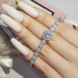 Round Cut Silver Bracelet Bangle for Women