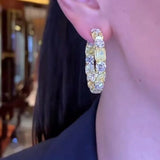 Yellow Round Earrings S925 Sterling Silver Women Bridal Jewelry Gift