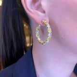 Yellow Round Earrings S925 Sterling Silver Women Bridal Jewelry Gift