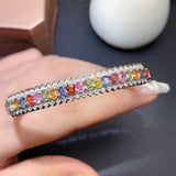 Multicolor CZ Cuff Bracelet Sterling Bangle