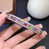 Multicolor CZ Cuff Bracelet Sterling Bangle