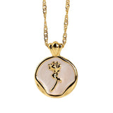 Stainless Steel Flower Necklace 18K Plated Choker for Women