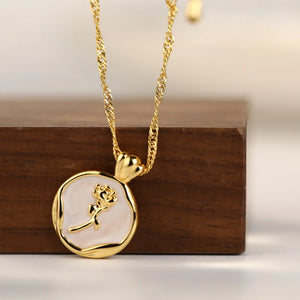 Stainless Steel Flower Necklace 18K Plated Choker for Women