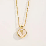 Stainless Steel Flower Necklace 18K Plated Choker for Women